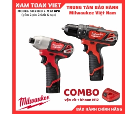 Combo máy khoan Milwaukee M12-BPD và máy vít M12 BID